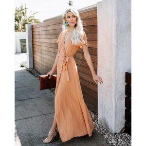 VICI orange spice short sleeve wrap maxi dress